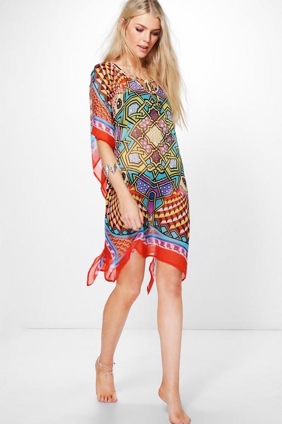 Amy Multi Print Sequin Beach Kimono